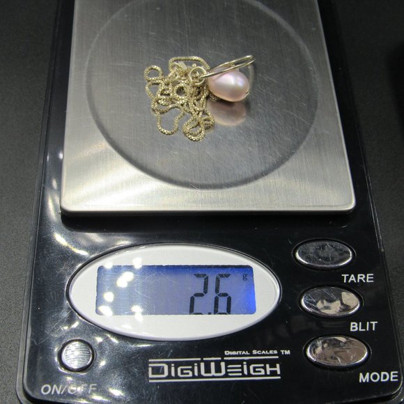 16" Sterling Silver Simple Style Drop Pearl Necklace Vintage - Picture 6 of 6